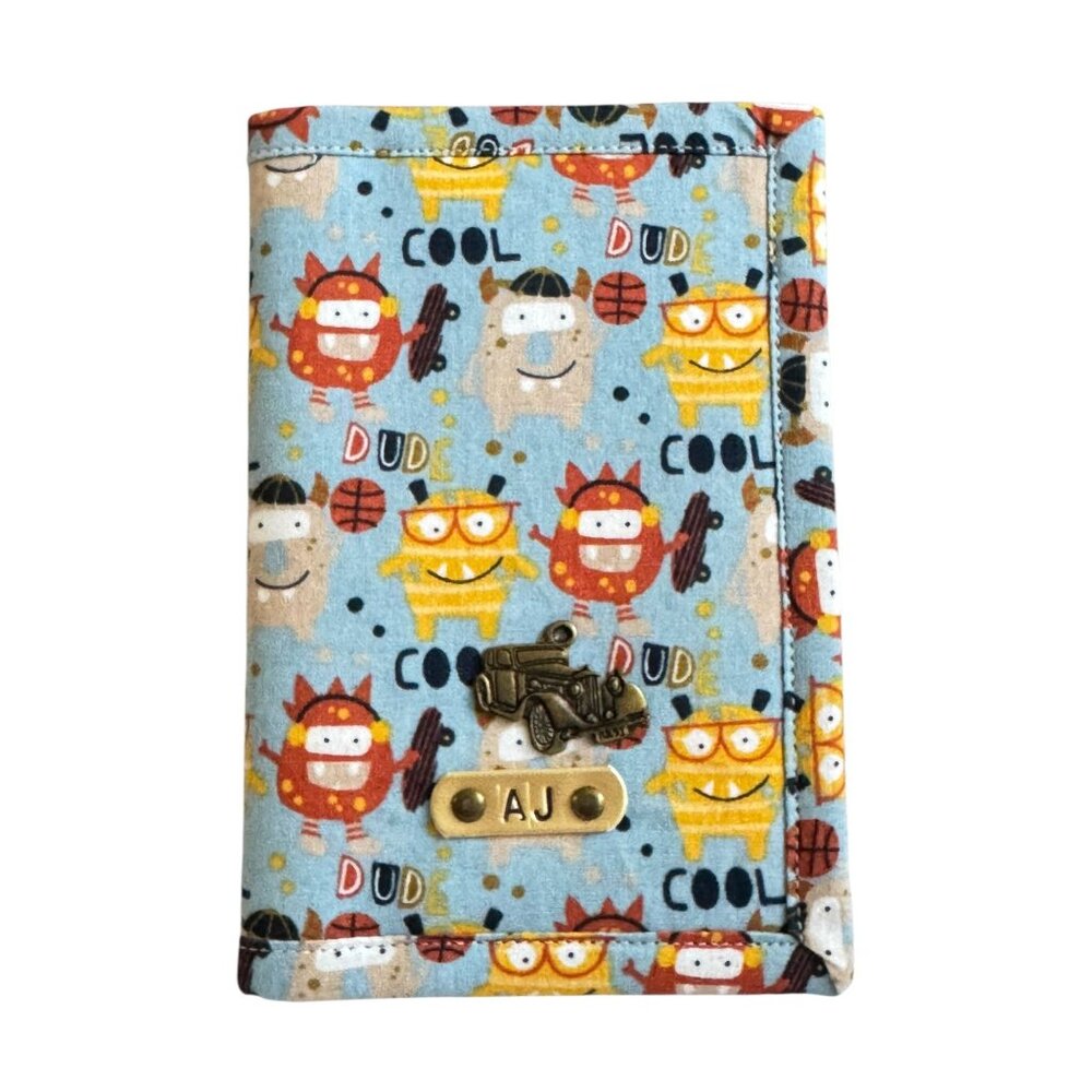 Handmade Childrens Fabric Wallet With Fun Cartoon Monster Design Snap Closure An